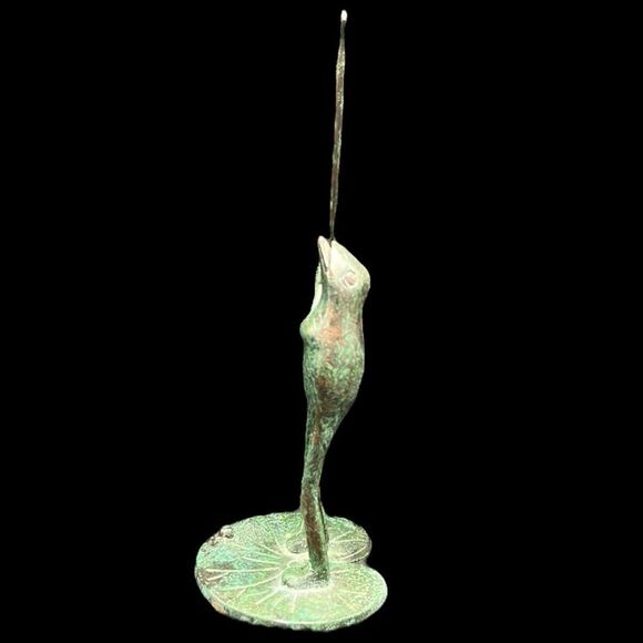 Golfing Frog Figurine Green Iron Table Decor Garden Accent Anthropomorphic Heavy - Picture 2 of 8